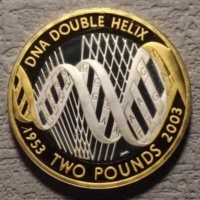 0起1加-纯粹捡漏拍-130场套币银币场 - 英国2003年2镑DNA发现50周年精制纪念币