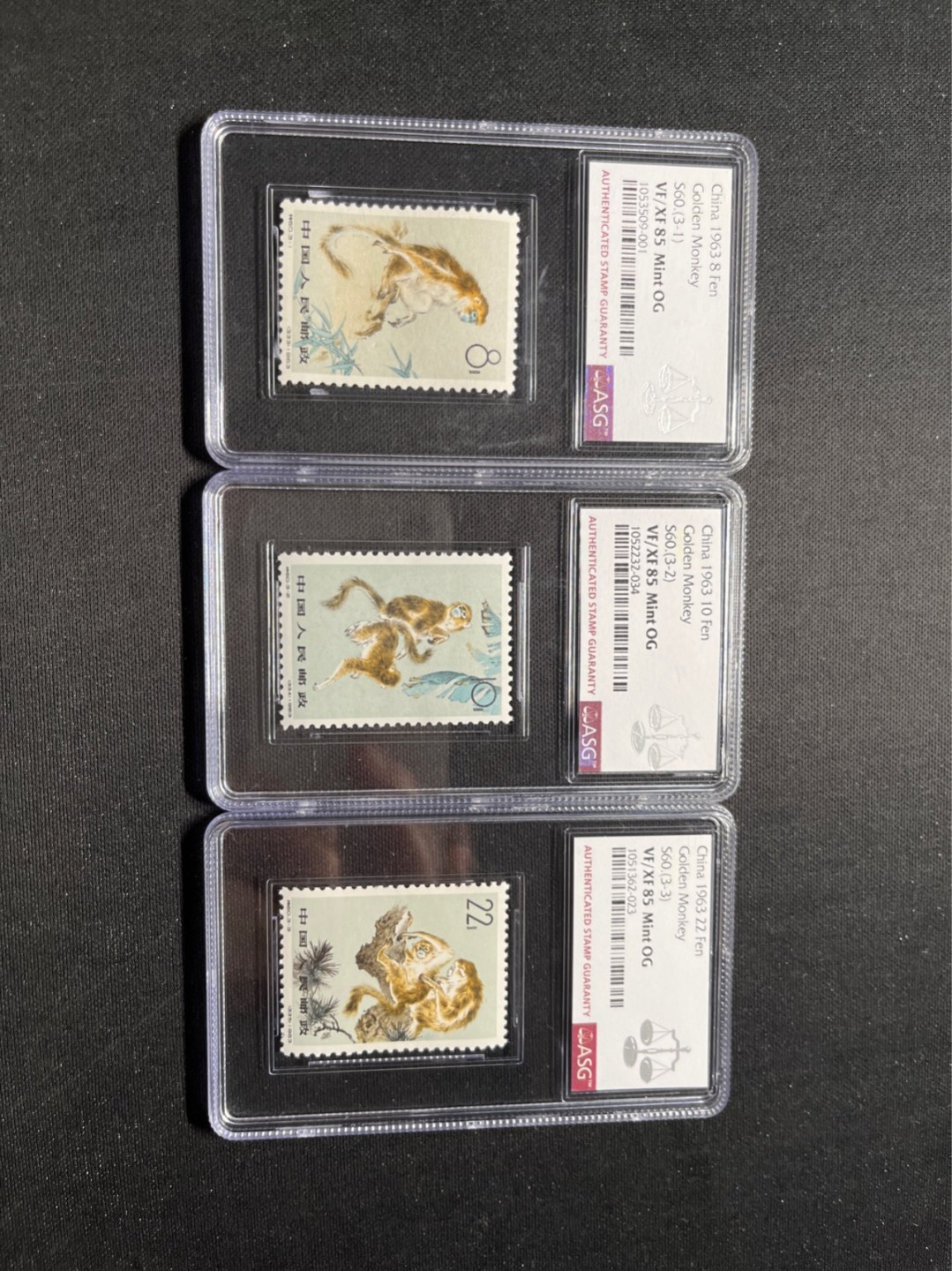 洪涛臻品 精选邮票限时拍卖第六十二期 特60金丝猴新全 ASG85同分一套OG，人气套票，白胶润泽，爱不释手，最严格时期出分，喜欢不要错过。ASG评级处于初级阶段，未来市场潜力巨大，注意提前囤精品货
