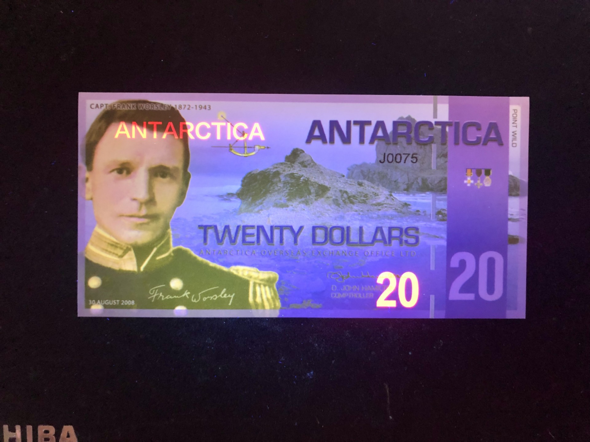 北极狼藏苑社(30)港澳台，邻国钞.裸票 94037-UNC 南极塑料钞20元·企鹅钞商业钞