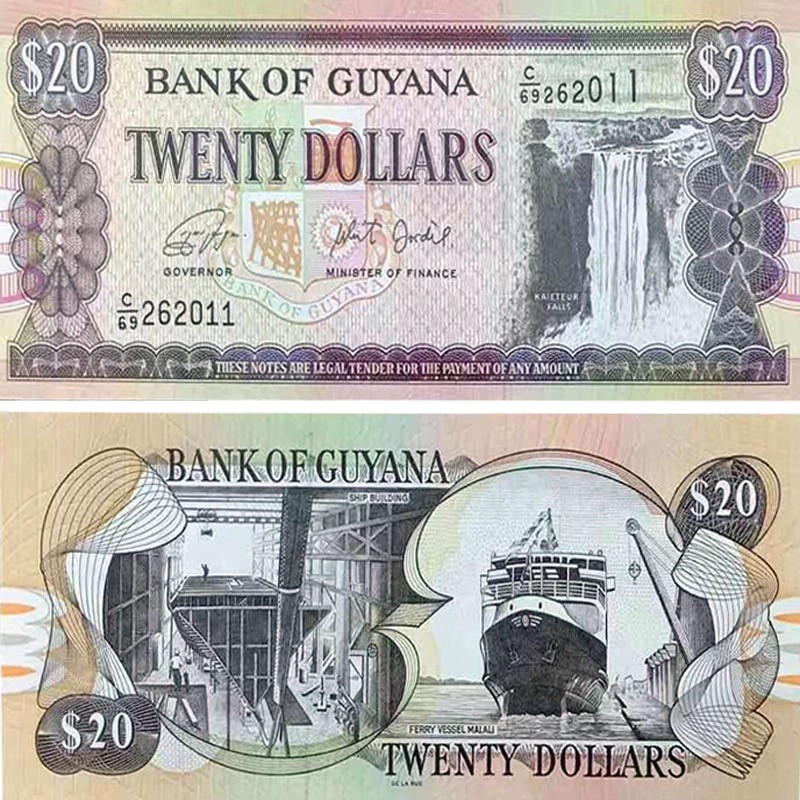 北极狼藏苑社(30)港澳台，邻国钞.裸票 94026-美洲·圭亚那20元纪念钞瀑布 2006