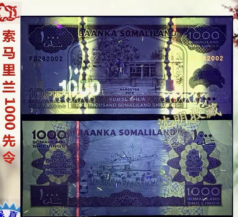 北极狼藏苑社(30)港澳台，邻国钞.裸票 94009-索马里兰1000先令纸币 2014(2016)年