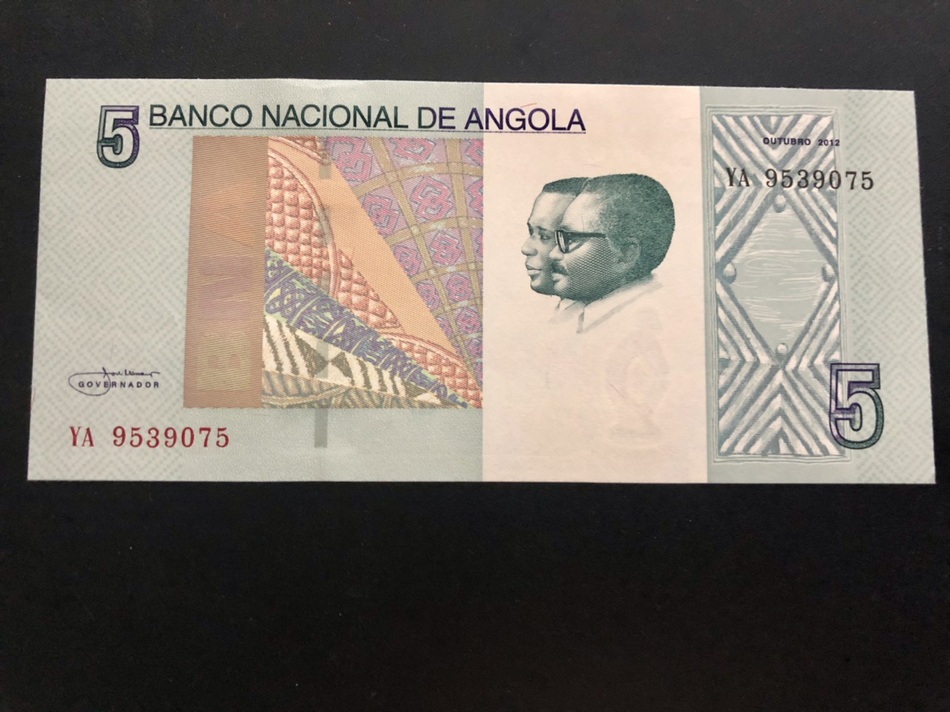 北极狼藏苑社(30)港澳台，邻国钞.裸票 94028-非洲·安哥拉5宽扎 纸币 2012年 