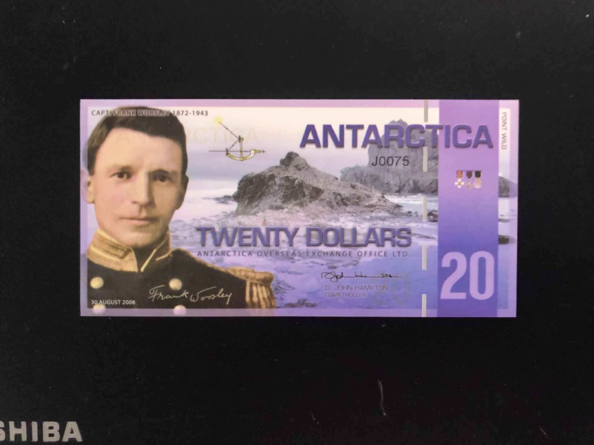 北极狼藏苑社(30)港澳台，邻国钞.裸票 94037-UNC 南极塑料钞20元·企鹅钞商业钞