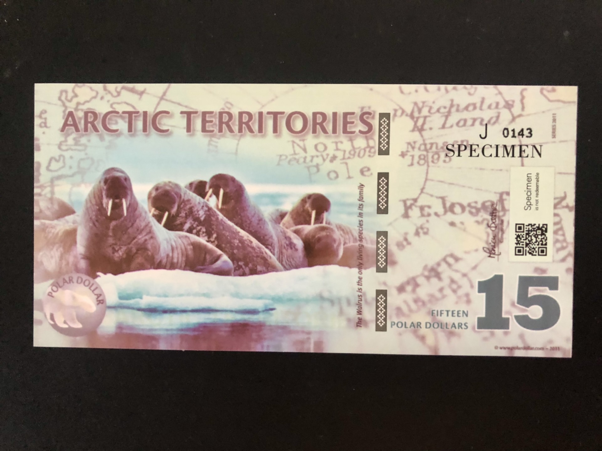 北极狼藏苑社(30)港澳台，邻国钞.裸票 94040-UNC 南极塑料钞15元·企鹅钞商业钞