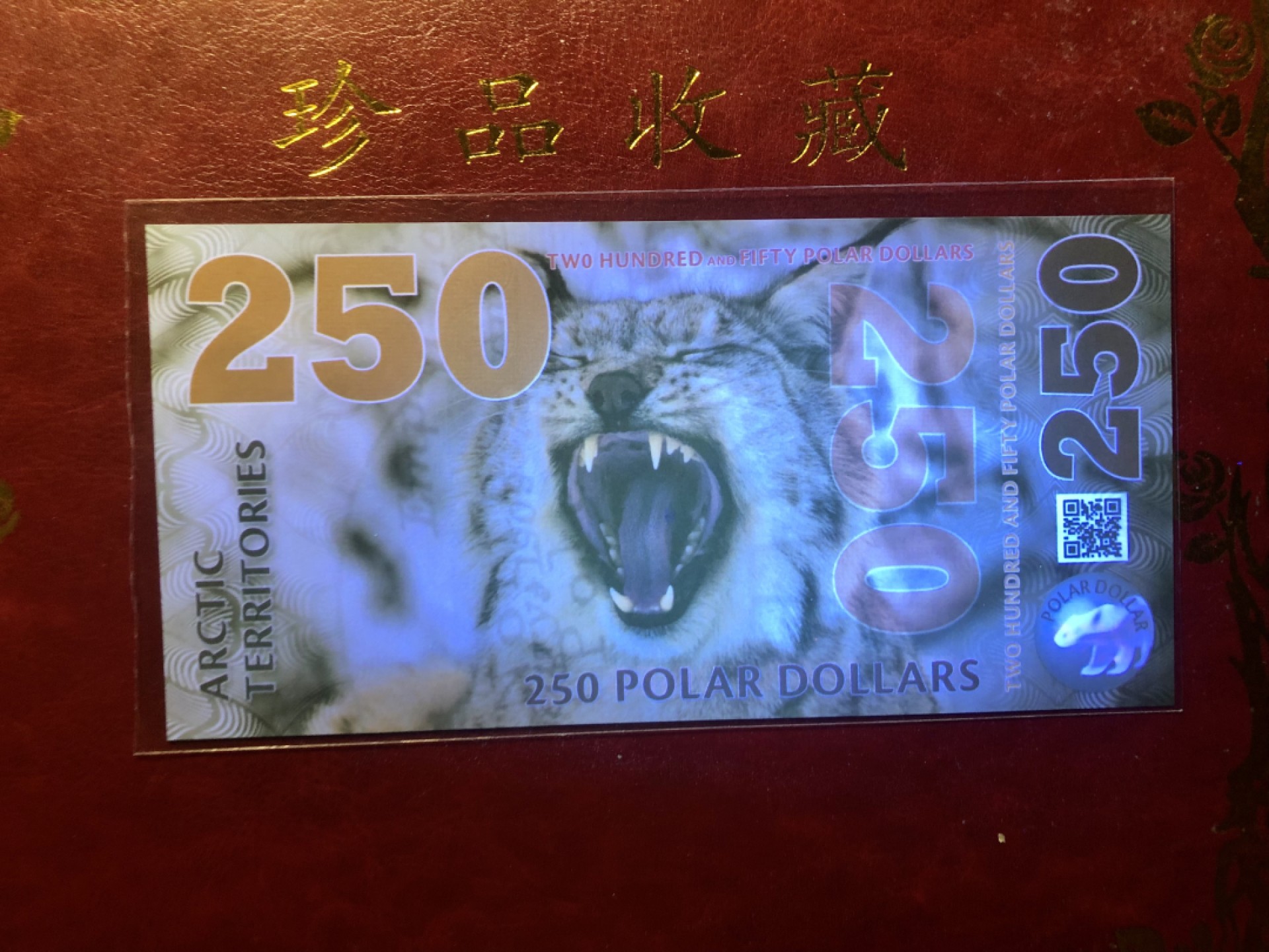 北极狼藏苑社(30)港澳台，邻国钞.裸票 94055北极250元塑料钞2012年版 ·精美商业纪念钞