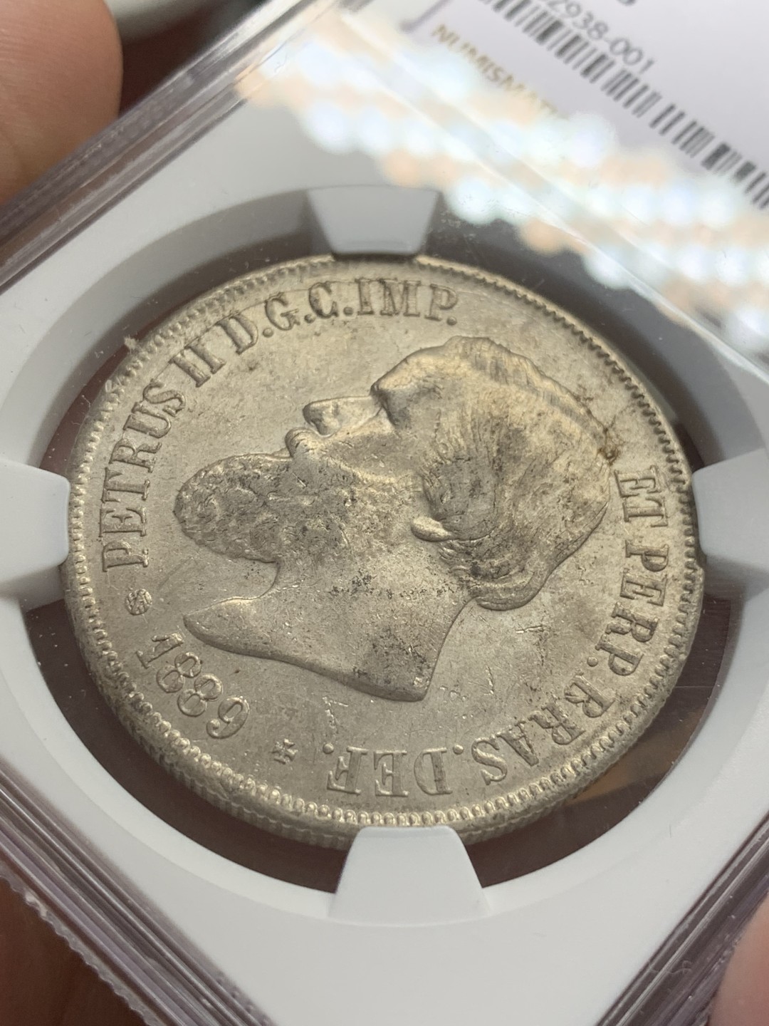 《竞宝斋》第108场-周日，周一 ，周四3场连拍（全场包邮） NGC AU58 1889年巴西帝国2000瑞斯大银币