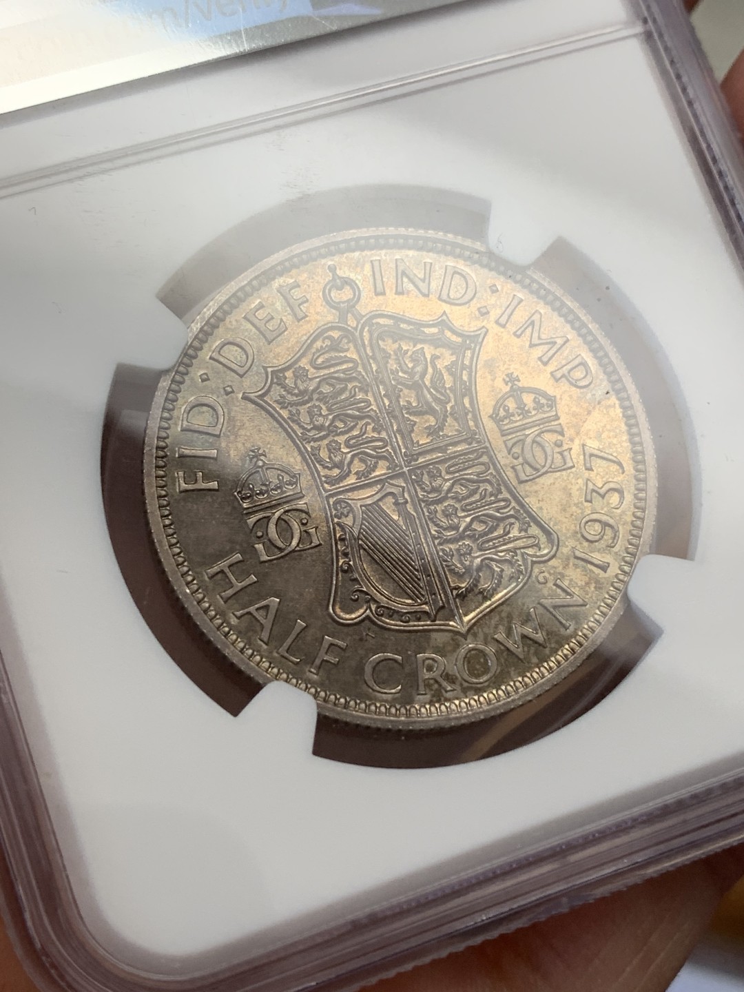 《竞宝斋》第108场-周日，周一 ，周四3场连拍（全场包邮） NGC-PF63  英国  1937  半克朗 乔六登基 细节非常好 非常靓的一个