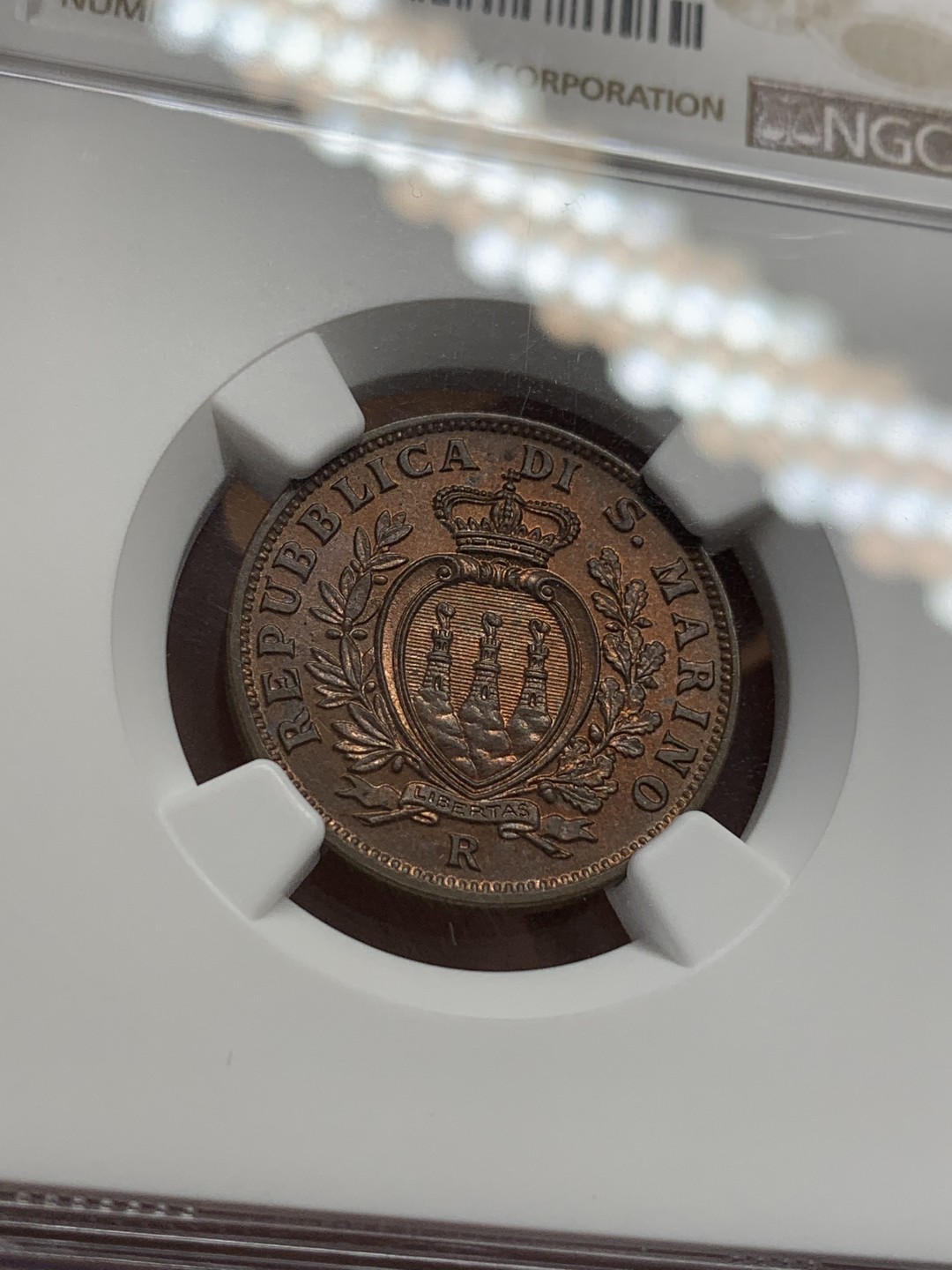 《竞宝斋》第108场-周日，周一 ，周四3场连拍（全场包邮） NGC-MS64BN，圣马力诺，1938年，10分 铜币