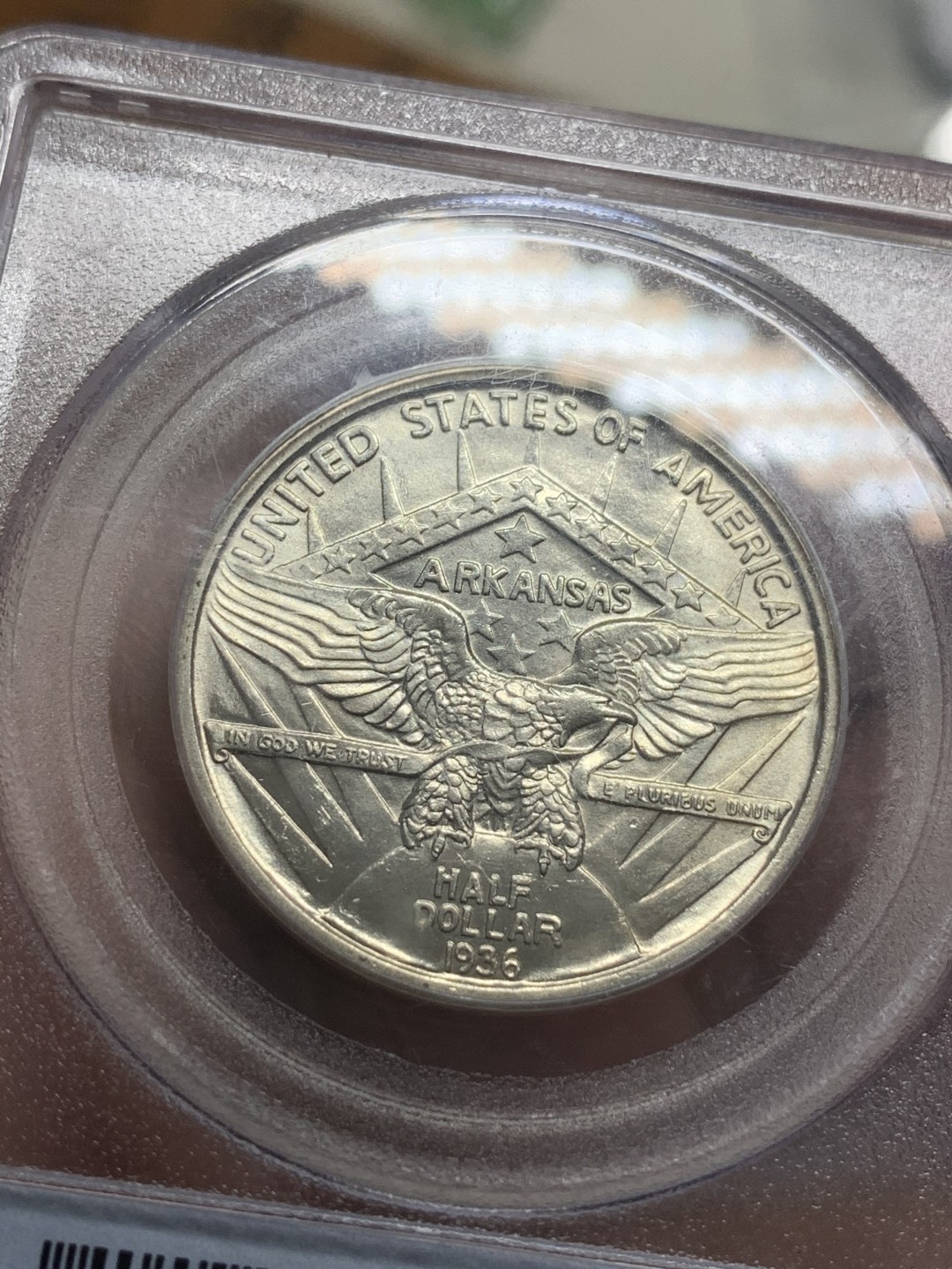 《竞宝斋》第108场-周日，周一 ，周四3场连拍（全场包邮） PCGS-MS64 美国1936年阿肯色州 约瑟夫·T·罗宾森半美元纪念银币，原光品质。