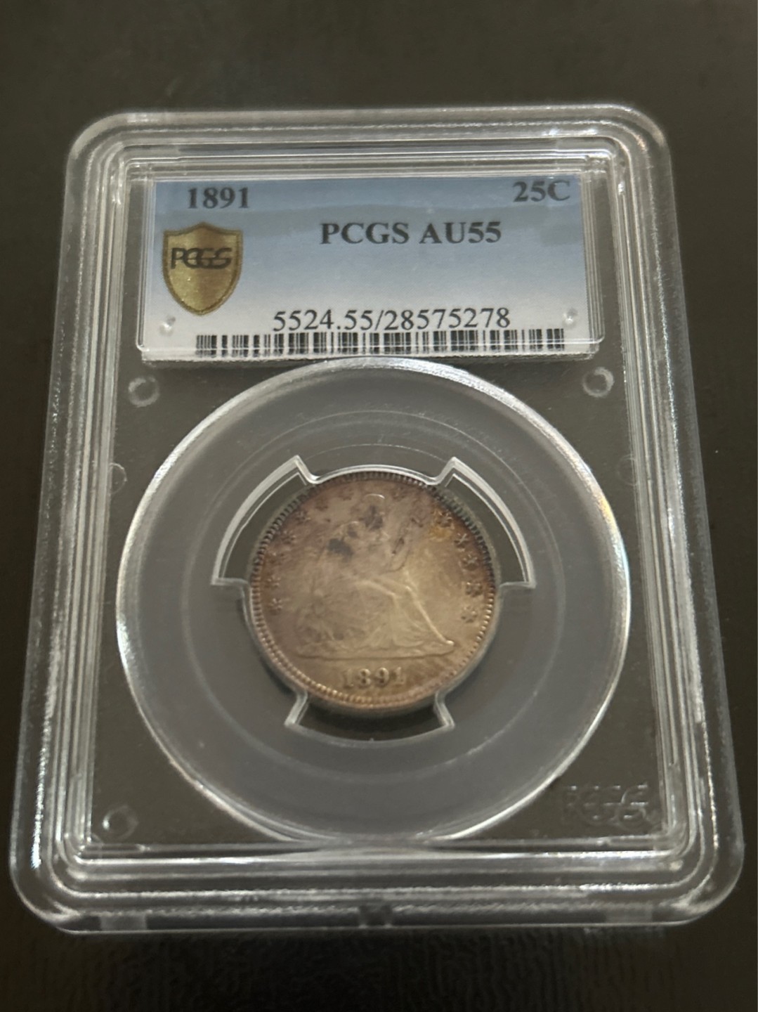 收藏联盟Quantum Auction 第203期拍卖 硬币场 1891年美国25分鹰洋银币 PCGS AU55