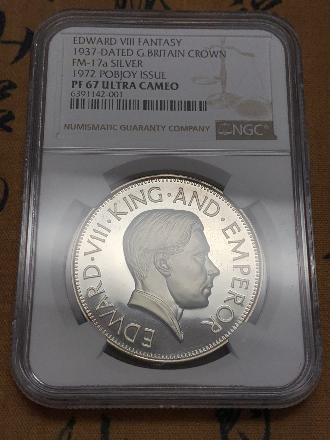 《竞宝斋》第108场-周日，周一 ，周四3场连拍（全场包邮） NGC PF67UC 1937年英国爱德华八世马剑克朗，精美热门品种,2021年SPINK同分最新成交加580美元 1972英国POBJOY造币厂发行