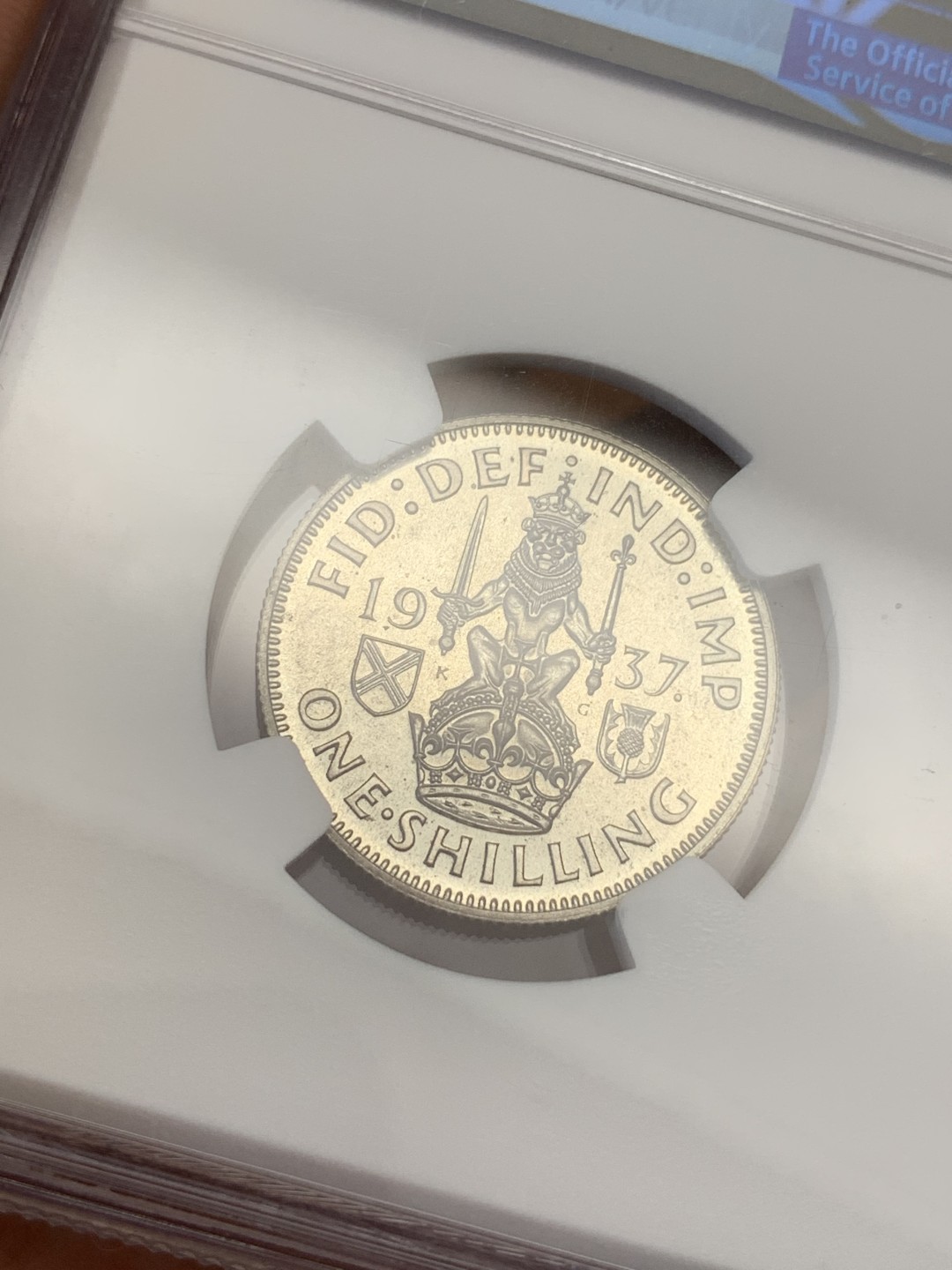 《竞宝斋》第108场-周日，周一 ，周四3场连拍（全场包邮） NGC-PF62  英国  1937  1先令  乔六登基 精制币 带包浆难得