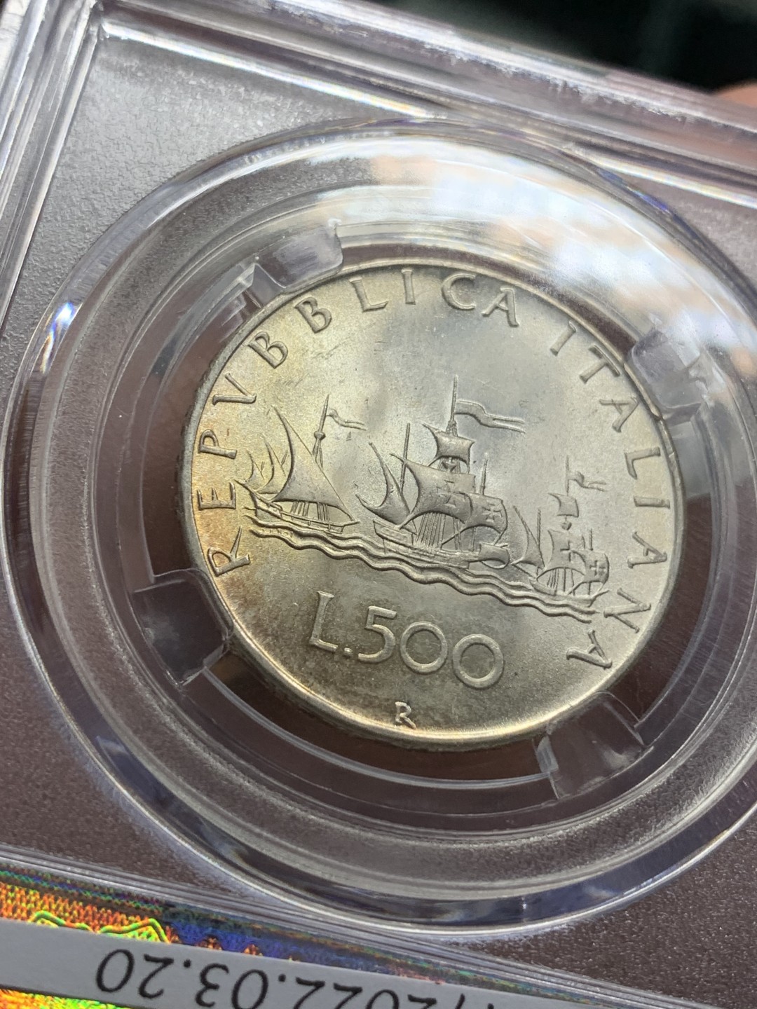 《竞宝斋》第108场-周日，周一 ，周四3场连拍（全场包邮） 意大利，1967年，500里拉。拆卷淡金色包浆 自制标签