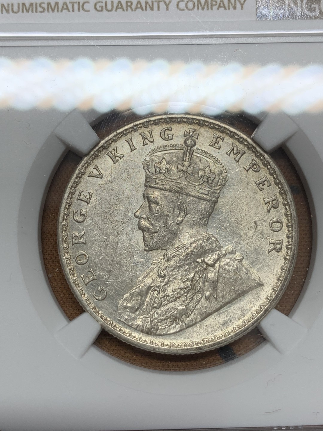 《竞宝斋》第108场-周日，周一 ，周四3场连拍（全场包邮） NGC UNCD  1916  英属印度乔五1卢比银币 这个品种也涨起来了