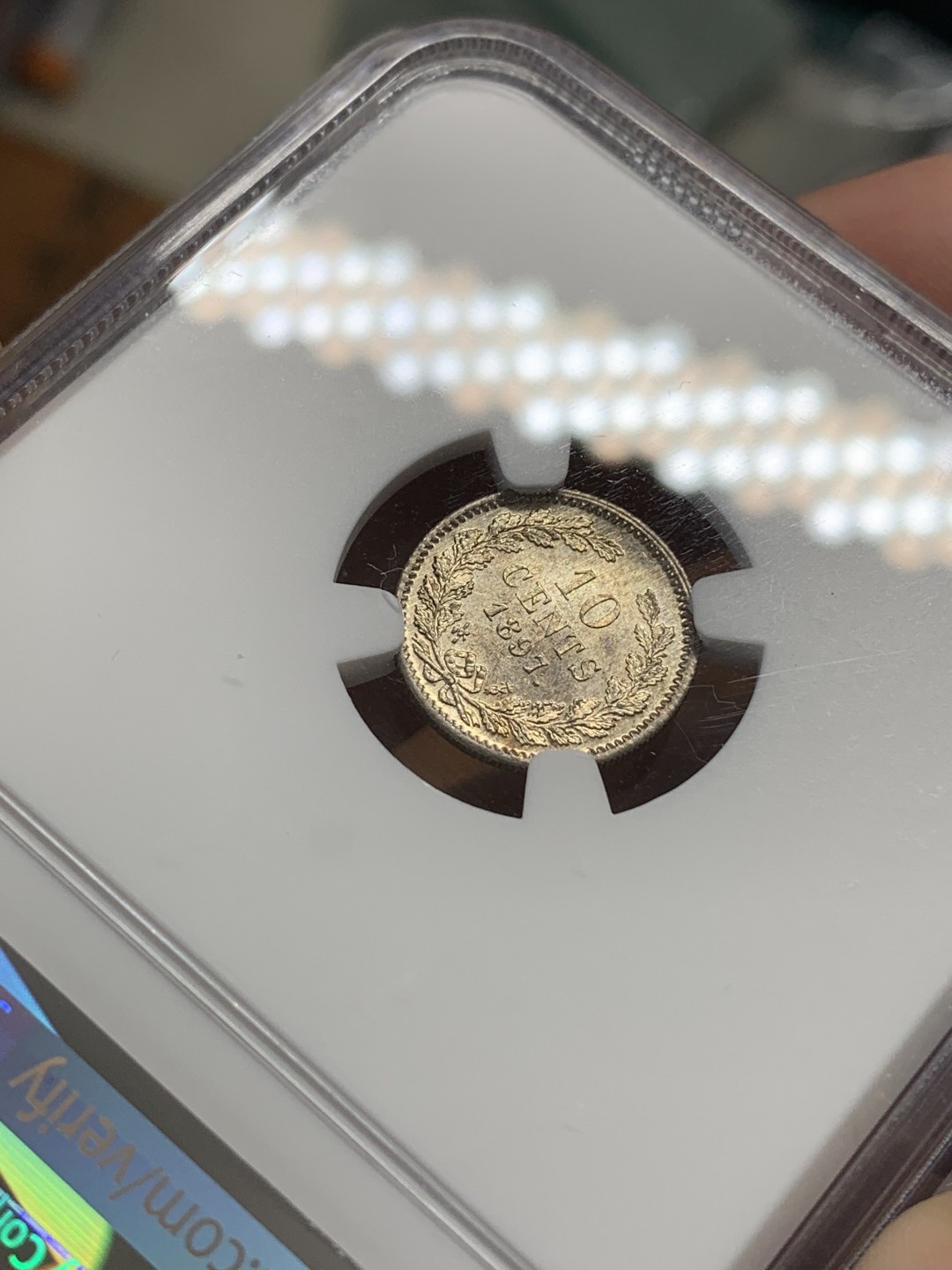 《竞宝斋》第108场-周日，周一 ，周四3场连拍（全场包邮） NGC MS63 1897年荷兰威廉明娜10分 萝莉系列凑套必备