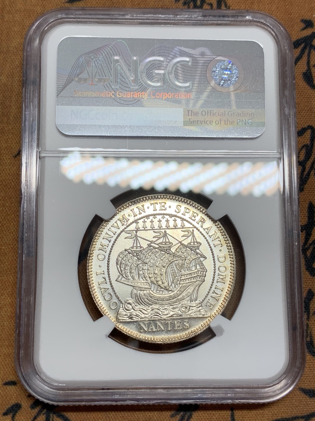 《竞宝斋》第108场-周日，周一 ，周四3场连拍（全场包邮） NGC-MS66 法国南特大帆船 银JETON 顶级品相