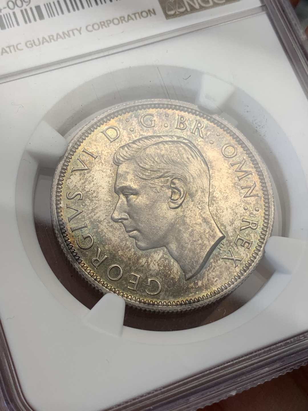 《竞宝斋》第108场-周日，周一 ，周四3场连拍（全场包邮） NGC-PF63  英国  1937  半克朗 乔六登基 细节非常好 非常靓的一个