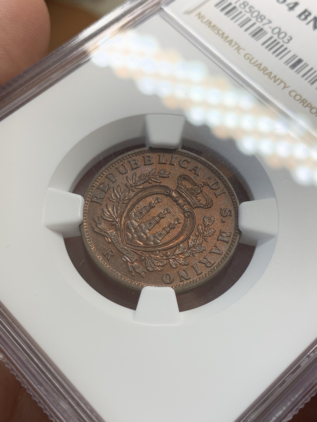 《竞宝斋》第108场-周日，周一 ，周四3场连拍（全场包邮） NGC-MS64BN，圣马力诺，1938年，10分 铜币