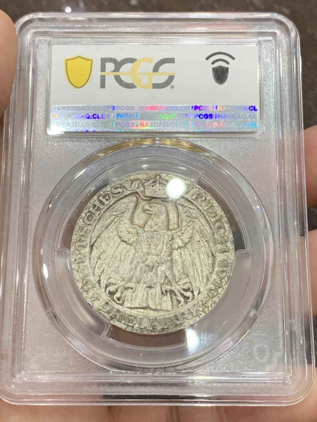 《竞宝斋》第108场-周日，周一 ，周四3场连拍（全场包邮） PCGS MS64 德国普鲁士 1910年 柏林大学3马克 银币 状态很不错