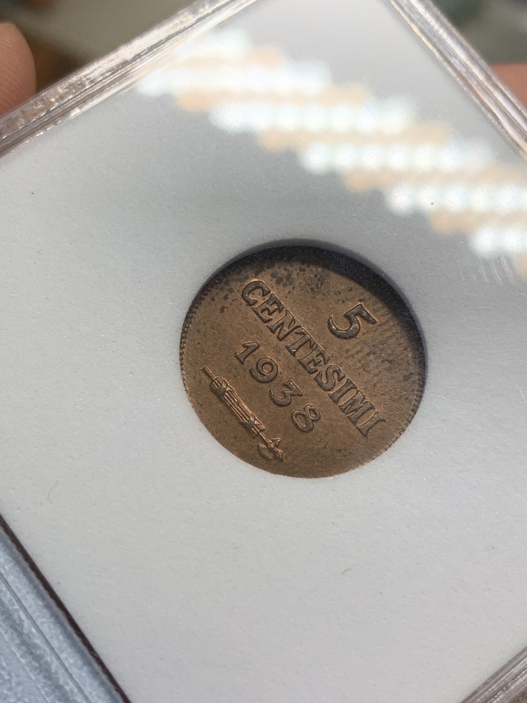 《竞宝斋》第108场-周日，周一 ，周四3场连拍（全场包邮） NNC-MS66RB，圣马力诺，1938年，5分 铜币