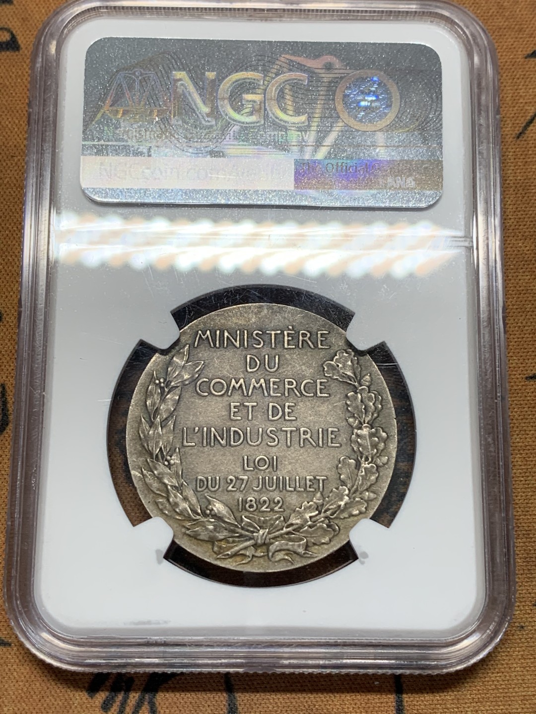 《竞宝斋》第108场-周日，周一 ，周四3场连拍（全场包邮） NGC MS63 法国 1822年 高品 细节 小女神 银章 素材丰富 可藏
