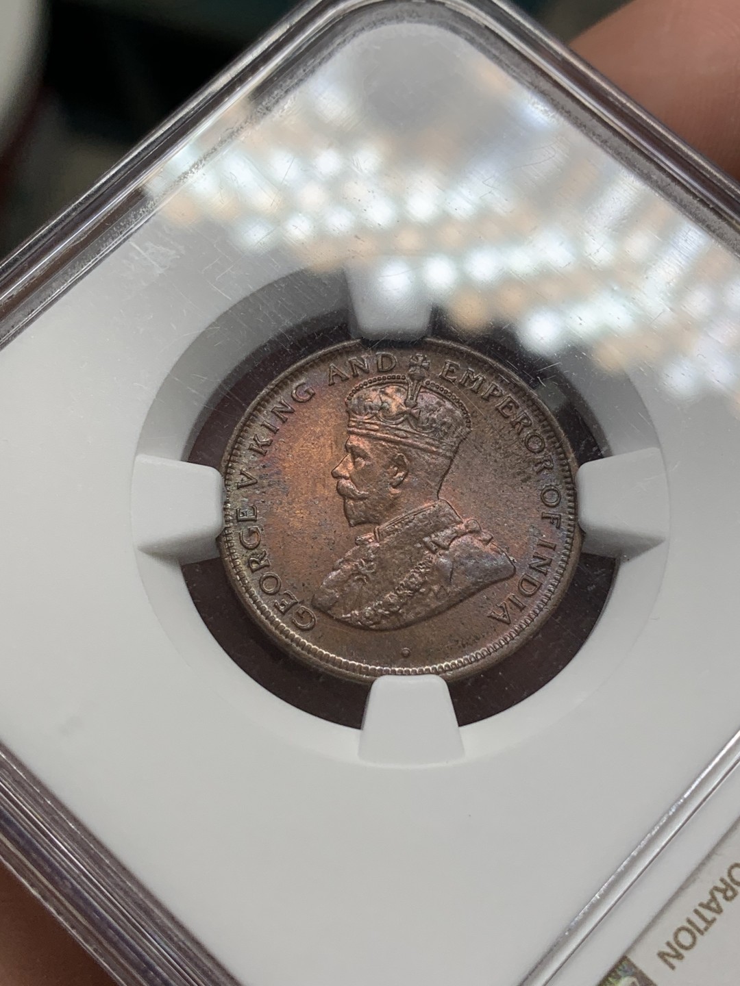 《竞宝斋》第108场-周日，周一 ，周四3场连拍（全场包邮） NGC-MS65RB 锡兰1923年1分，顶级品相，一步到位