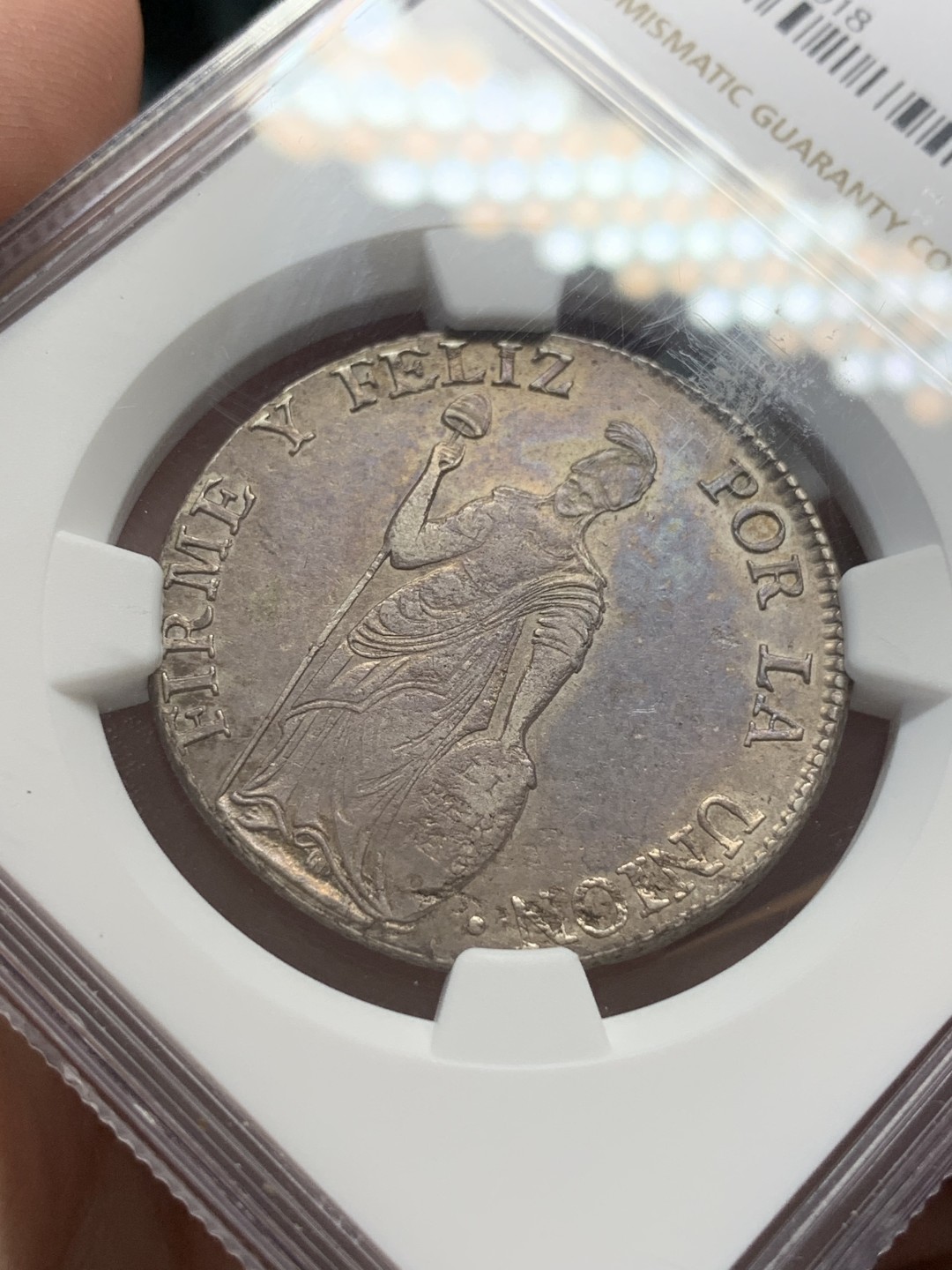 《竞宝斋》第108场-周日，周一 ，周四3场连拍（全场包邮） NGC-AUD 秘鲁1836年 4R 银币 细节清晰 底板干净