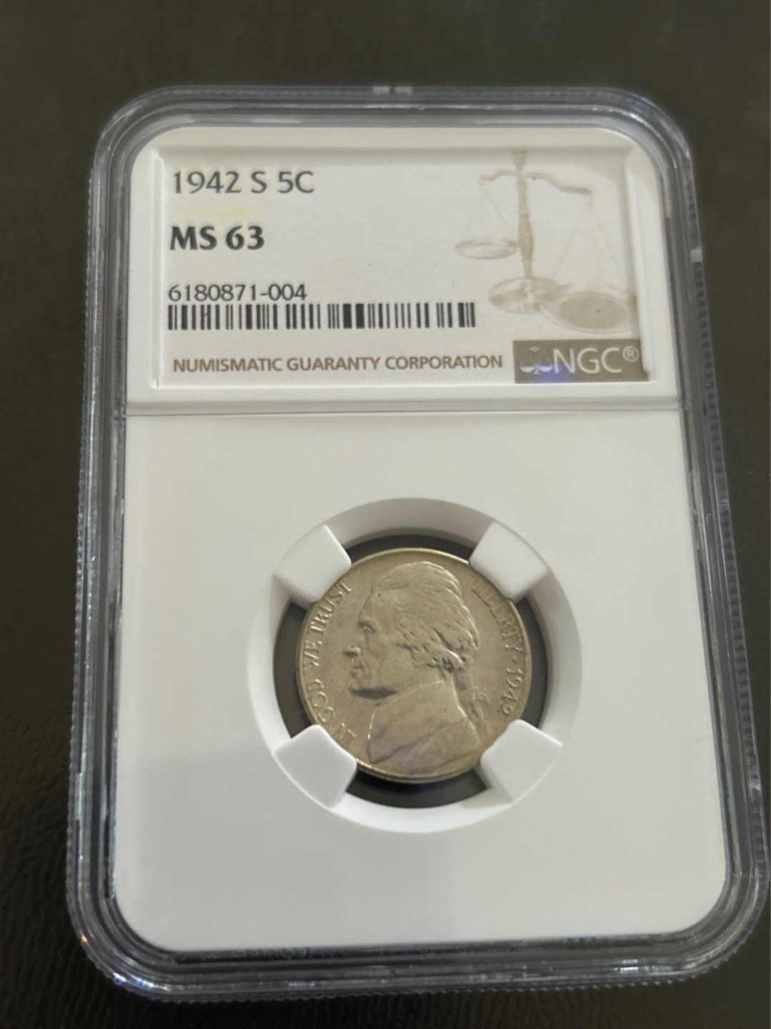 收藏联盟Quantum Auction 第203期拍卖 硬币场 1942年美国5分 NGC MS63