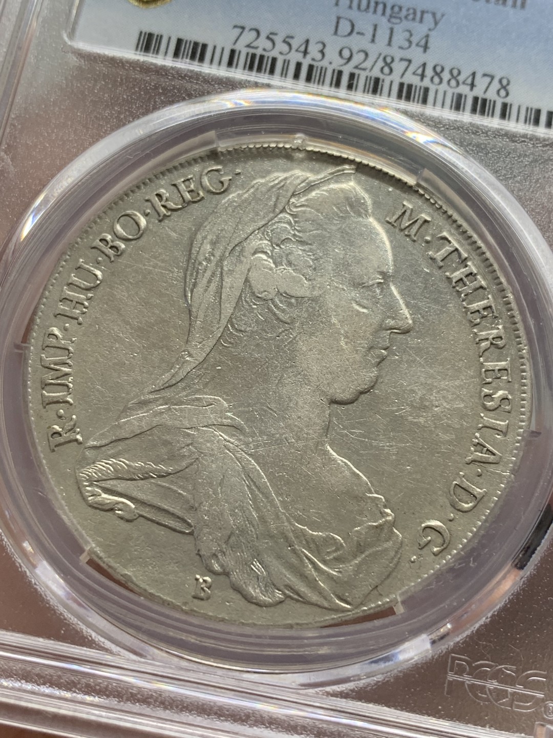 《竞宝斋》第108场-周日，周一 ，周四3场连拍（全场包邮） PCGS VF 匈牙利1780-B大奶妈泰勒，R3珍惜度，克雷姆尼茨厂同期铸造的以圣母抱婴泰勒为主，1780大奶妈最难品种，外拍也难得一见，VF裸币超700刀