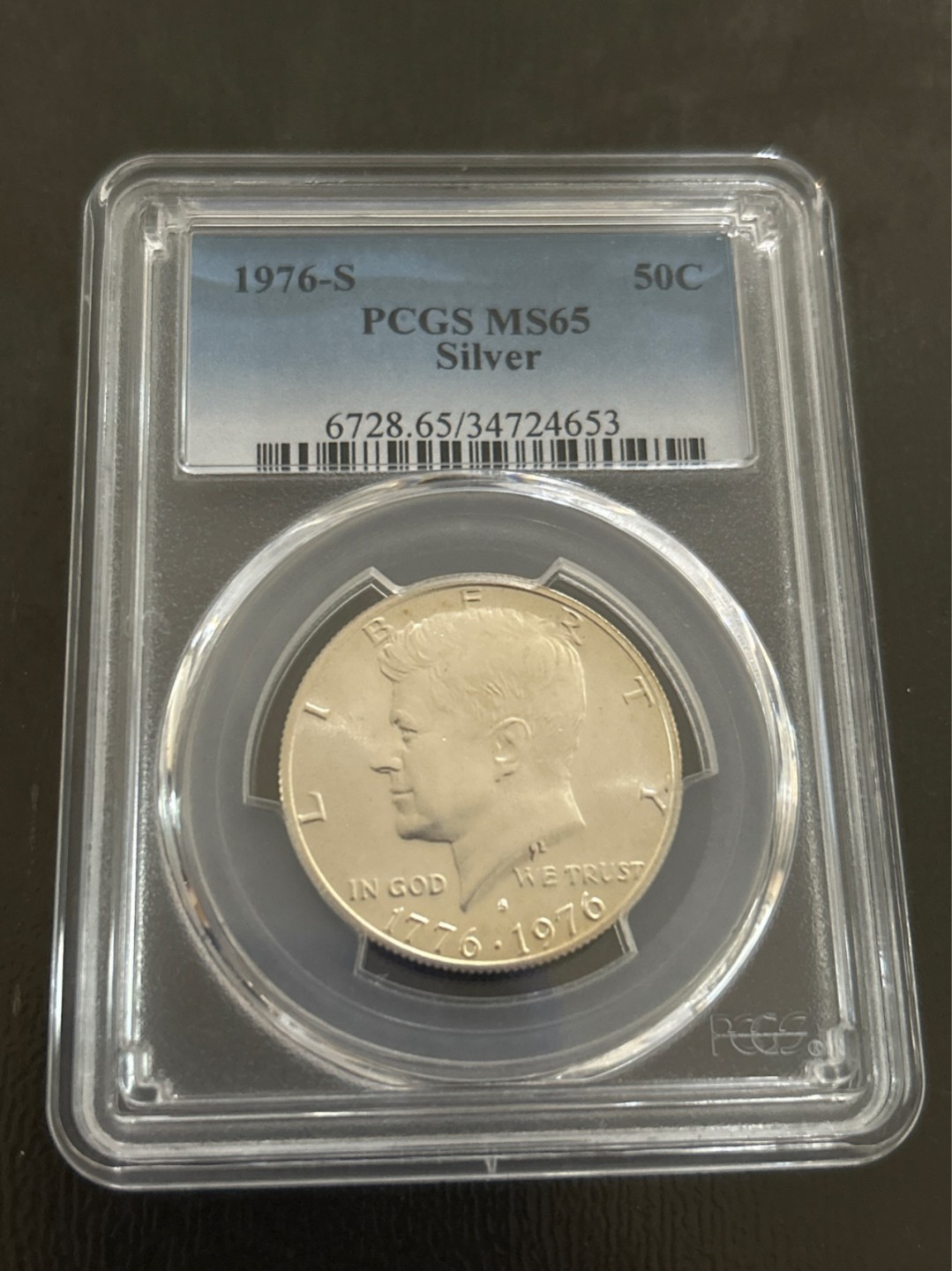 收藏联盟Quantum Auction 第203期拍卖 硬币场 1976年美国建国二百周年 半圆纪念银币 肯尼迪 PCGS MS65