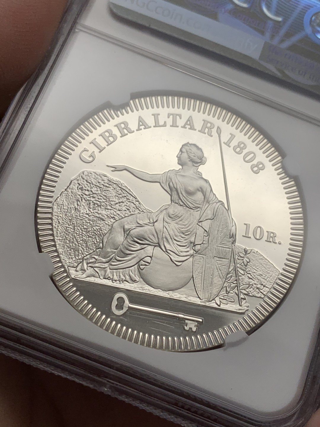 《竞宝斋》第108场-周日，周一 ，周四3场连拍（全场包邮） NGC PF69UC“1808”英国乔治三世10R，银版仅制造50枚，十分罕见，顶级品相