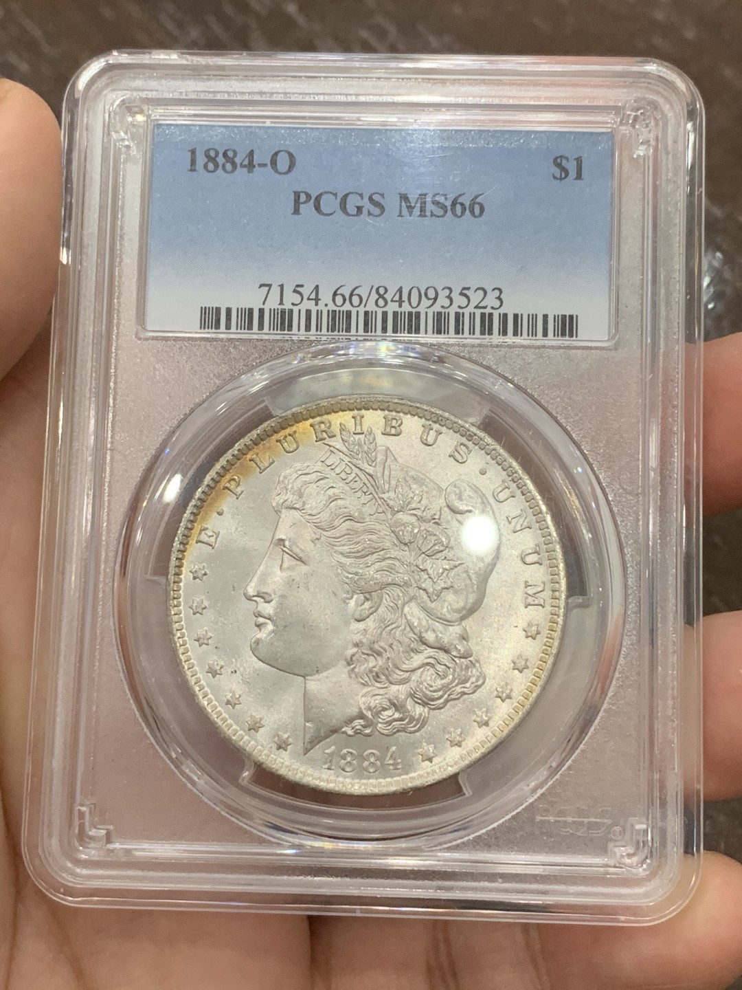 《竞宝斋》第108场-周日，周一 ，周四3场连拍（全场包邮） PCGS MS66 美国 1884年 摩根 银币 高分 好状态带月牙彩 非常漂亮