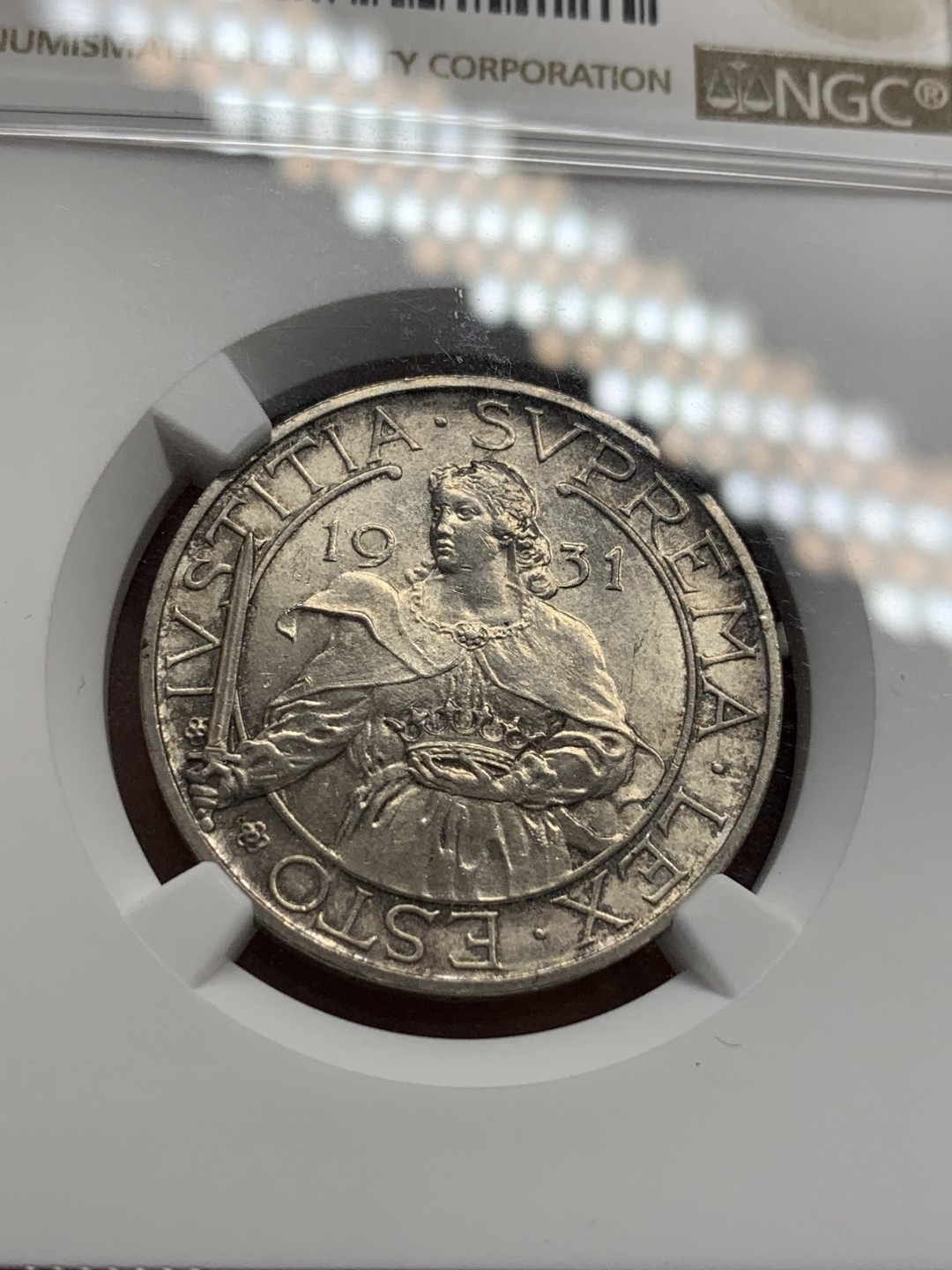 《竞宝斋》第108场-周日，周一 ，周四3场连拍（全场包邮） NGC-MS63 圣马力诺，1931年，10里拉银币。首年MS少见NGC错标为1932