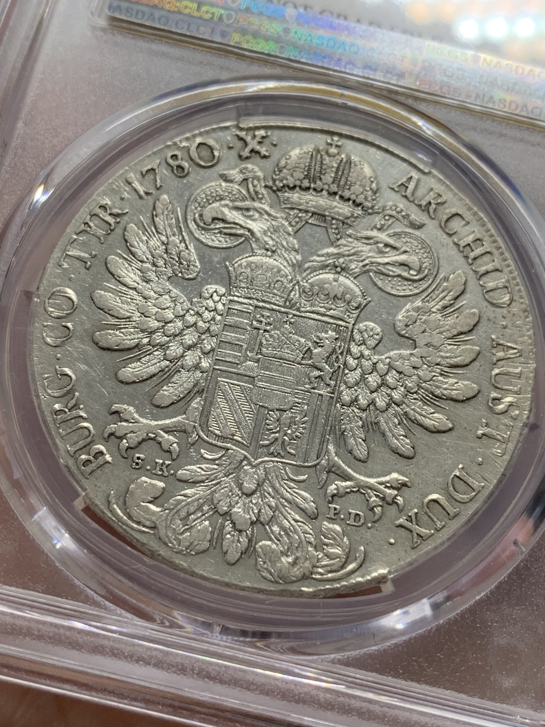 《竞宝斋》第108场-周日，周一 ，周四3场连拍（全场包邮） PCGS VF 匈牙利1780-B大奶妈泰勒，R3珍惜度，克雷姆尼茨厂同期铸造的以圣母抱婴泰勒为主，1780大奶妈最难品种，外拍也难得一见，VF裸币超700刀