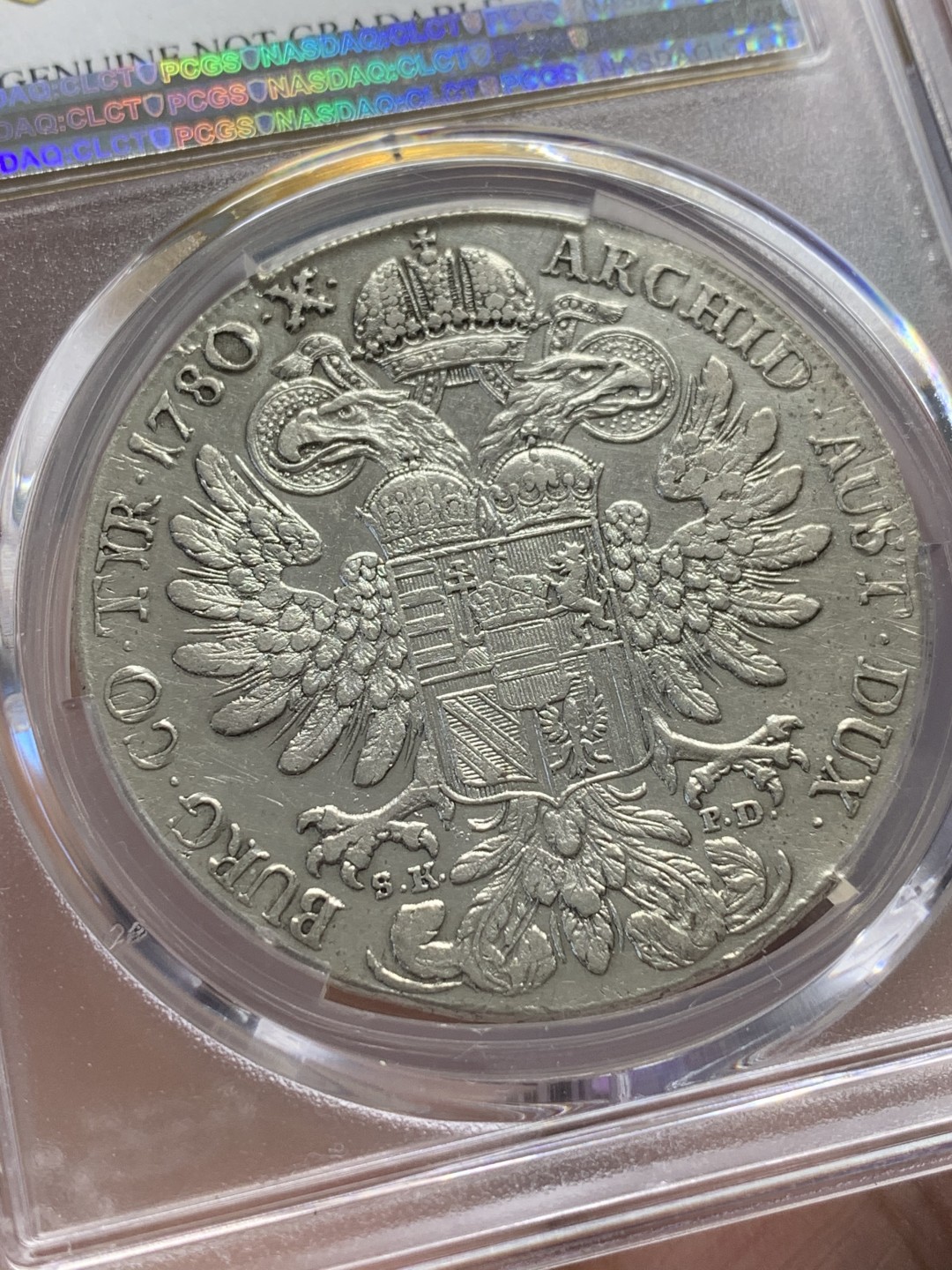 《竞宝斋》第108场-周日，周一 ，周四3场连拍（全场包邮） PCGS VF 匈牙利1780-B大奶妈泰勒，R3珍惜度，克雷姆尼茨厂同期铸造的以圣母抱婴泰勒为主，1780大奶妈最难品种，外拍也难得一见，VF裸币超700刀