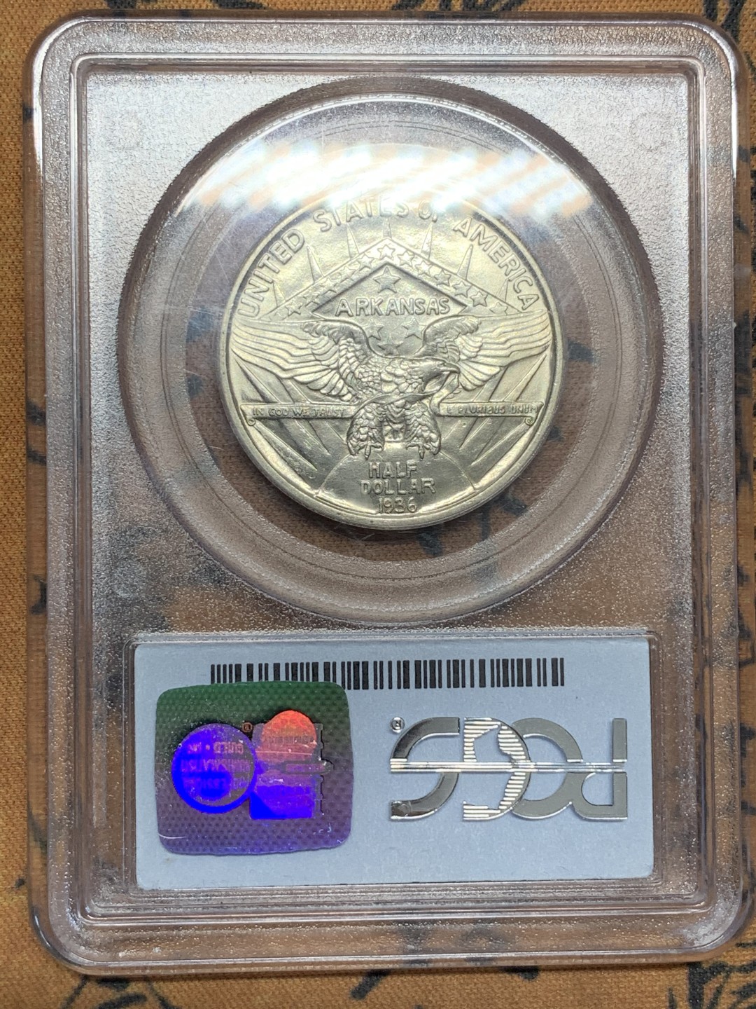 《竞宝斋》第108场-周日，周一 ，周四3场连拍（全场包邮） PCGS-MS64 美国1936年阿肯色州 约瑟夫·T·罗宾森半美元纪念银币，原光品质。