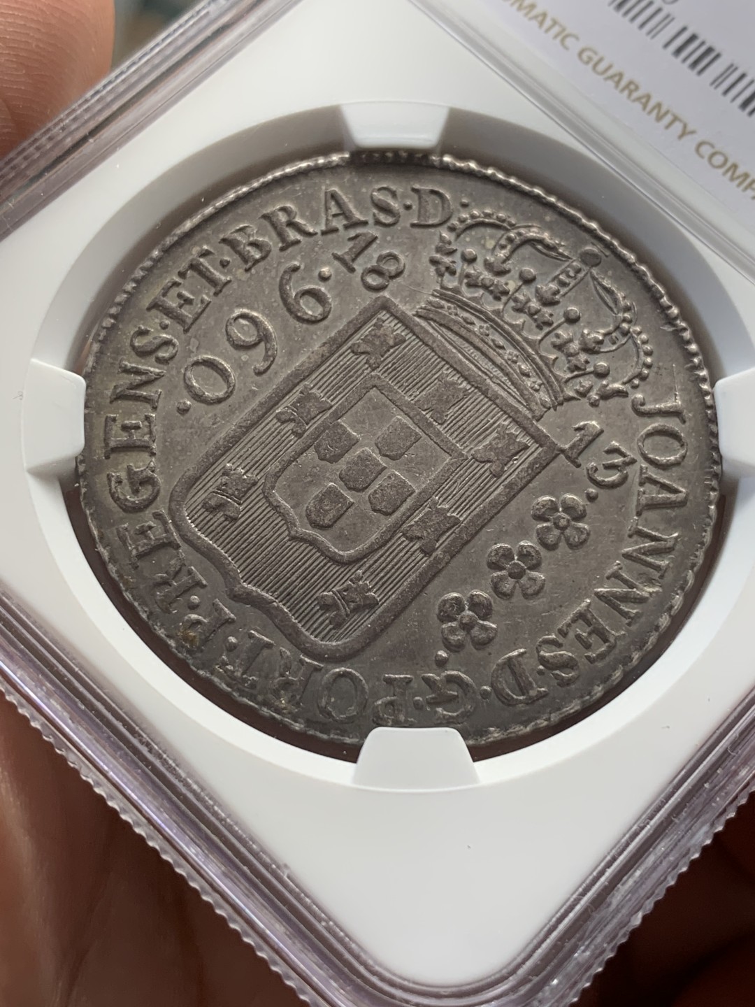 《竞宝斋》第108场-周日，周一 ，周四3场连拍（全场包邮） NGC-AU50 巴西1813-B年 大地球960R银币 传世老包浆非常漂亮 大热品种