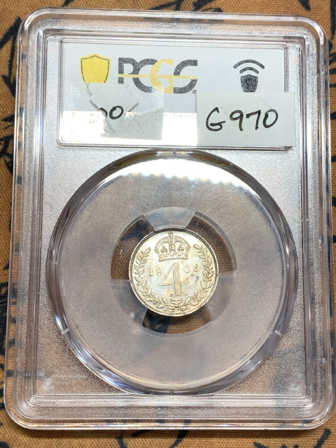 《竞宝斋》第108场-周日，周一 ，周四3场连拍（全场包邮） PCGS PL64 英国 1906年 爱德华七世濯足节4便士 银币