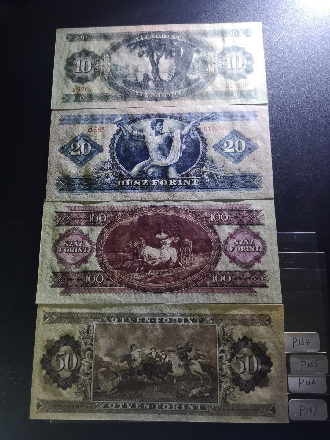 《外钞收藏家》第二百一十一期（欧洲四国精品专场） 匈牙利1949-51年10-100福林 锤子国徽，全套4枚 全新UNC