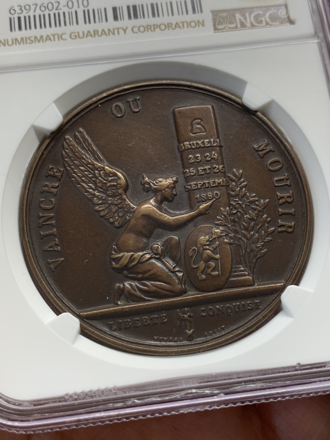 《竞宝斋》第108场-周日，周一 ，周四3场连拍（全场包邮） NGC MS63 比利时 1930 布鲁塞尔历史展览会 铜章 少见品种