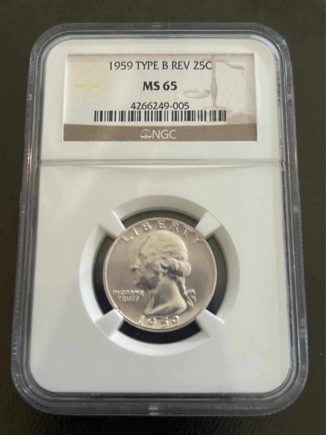 收藏联盟Quantum Auction 第203期拍卖 硬币场 1959年美国25分 华盛顿 银币 NGC MS65