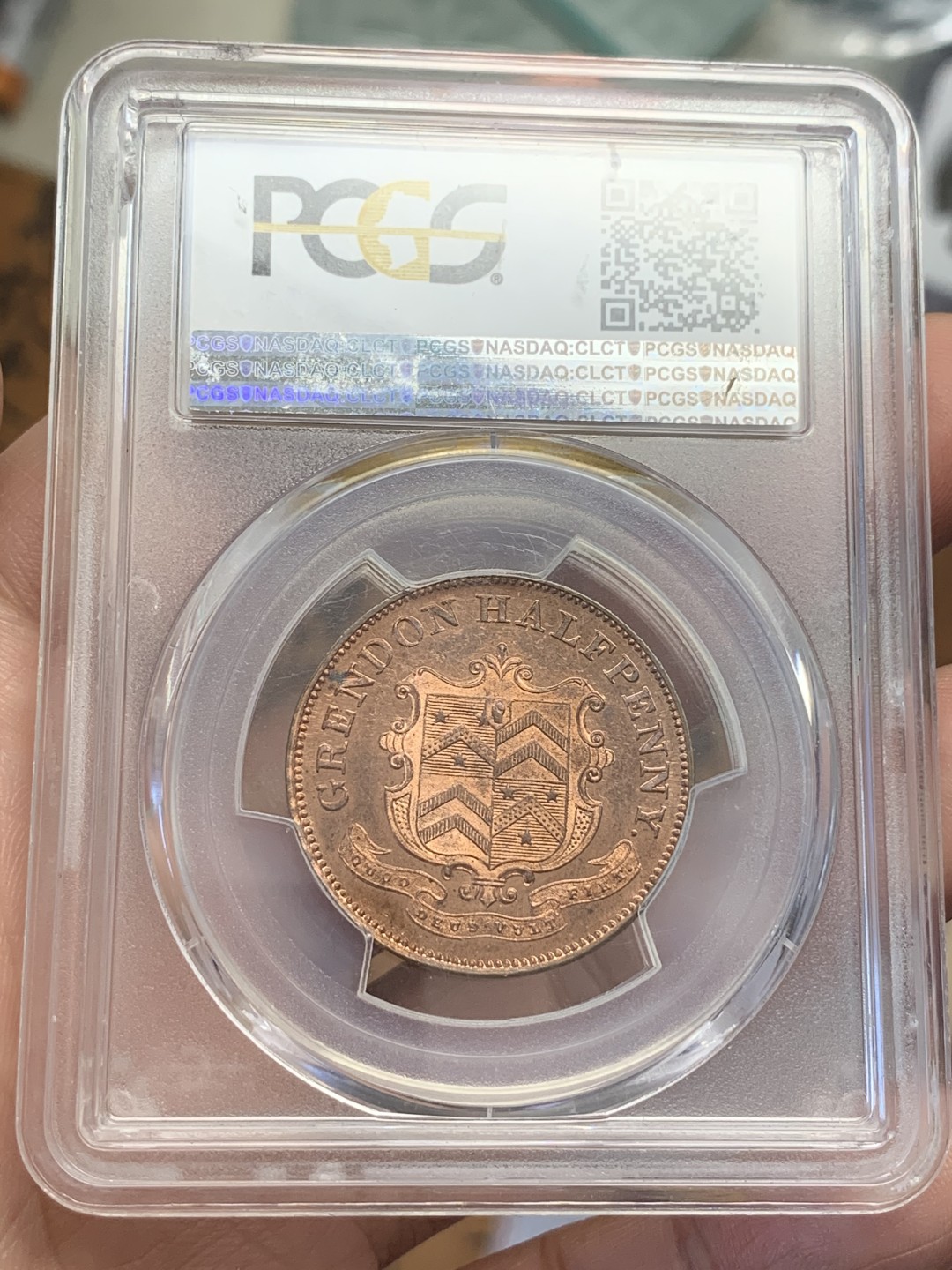 《竞宝斋》第108场-周日，周一 ，周四3场连拍（全场包邮） 唯一冠军 PCGS 64RB 英国 1842年 乔治切特温特爵士 1/2便士token，两面都是类精制面，少见好品