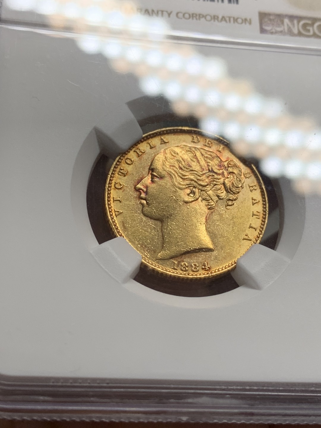 《竞宝斋》第108场-周日，周一 ，周四3场连拍（全场包邮） NGC-AU58，1884M 澳洲小维年轻头像盾徽版1索维林金币，金币版的小维克朗平替性价比高收藏正当时
