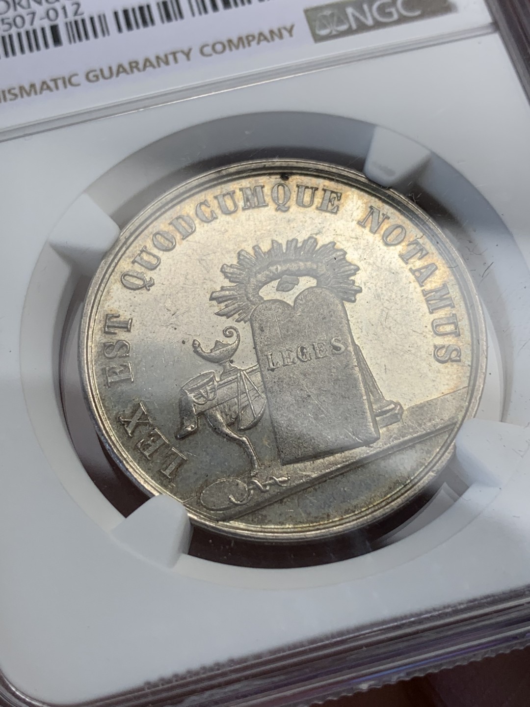 《竞宝斋》第108场-周日，周一 ，周四3场连拍（全场包邮） NGC MS62 法国 1880-1890 银质圆形代币 素材丰富 PL感十足  丰饶角银标