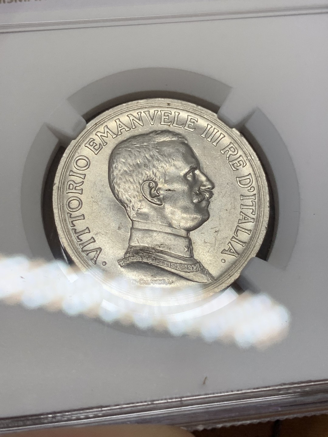 《竞宝斋》第108场-周日，周一 ，周四3场连拍（全场包邮） NGC MS61 1914R 意大利2里拉马车银币 状态好于分数不少