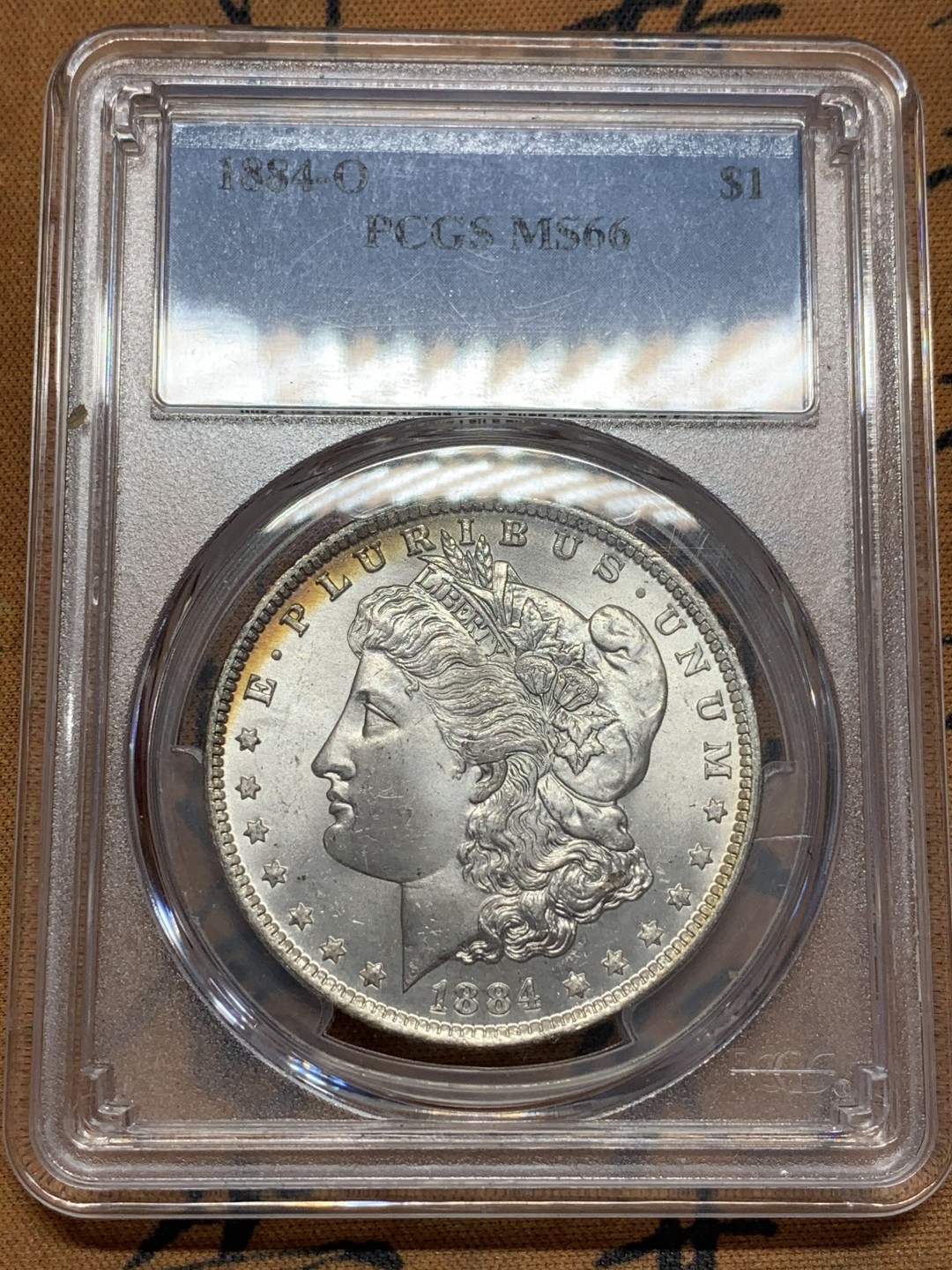《竞宝斋》第108场-周日，周一 ，周四3场连拍（全场包邮） PCGS MS66 美国 1884年 摩根 银币 高分 好状态带月牙彩 非常漂亮