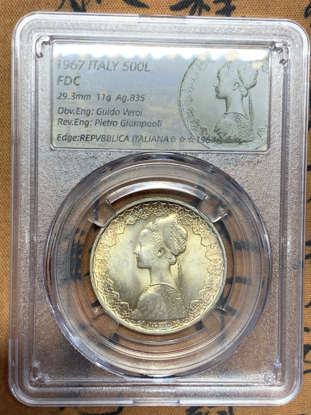 《竞宝斋》第108场-周日，周一 ，周四3场连拍（全场包邮） 意大利，1967年，500里拉。拆卷淡金色包浆 自制标签