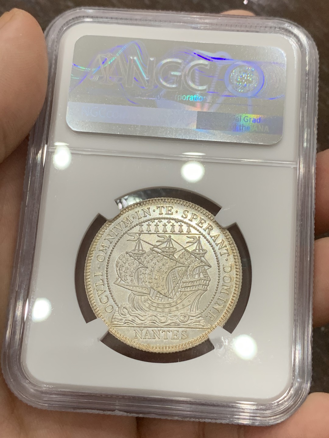 《竞宝斋》第108场-周日，周一 ，周四3场连拍（全场包邮） NGC-MS66 法国南特大帆船 银JETON 顶级品相