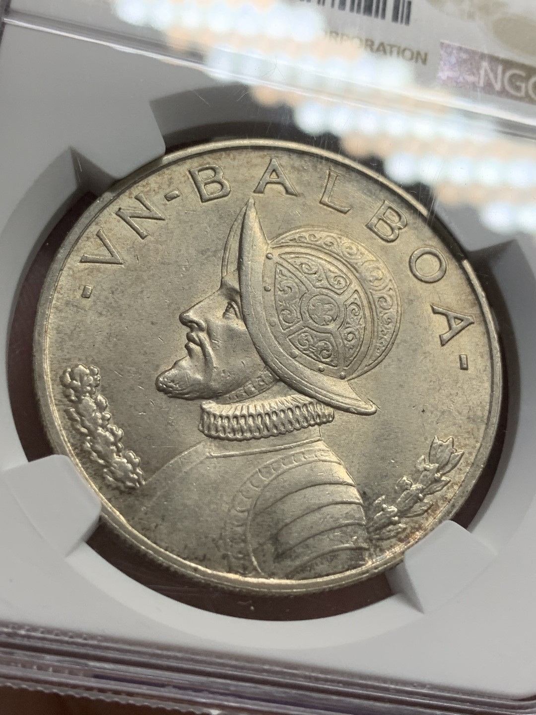 《竞宝斋》第108场-周日，周一 ，周四3场连拍（全场包邮） NGC-AU 1947 巴拿马1B银币，热门大涨品种，只有轻微清洗痕迹