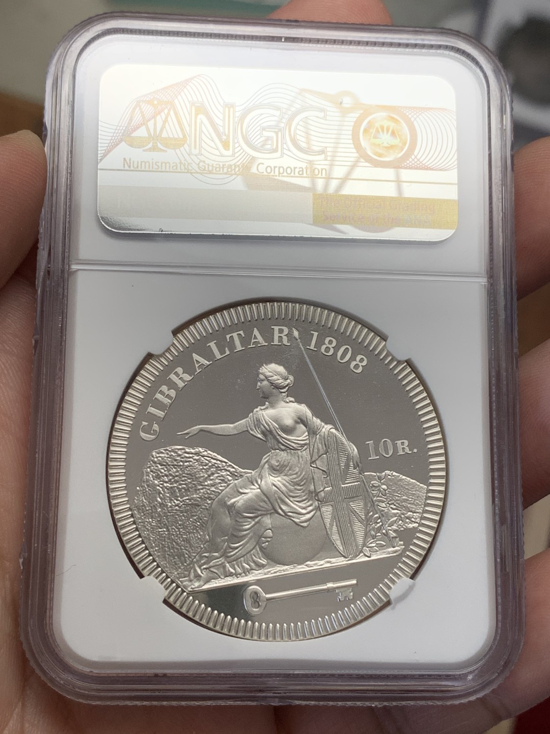 《竞宝斋》第108场-周日，周一 ，周四3场连拍（全场包邮） NGC PF69UC“1808”英国乔治三世10R，银版仅制造50枚，十分罕见，顶级品相